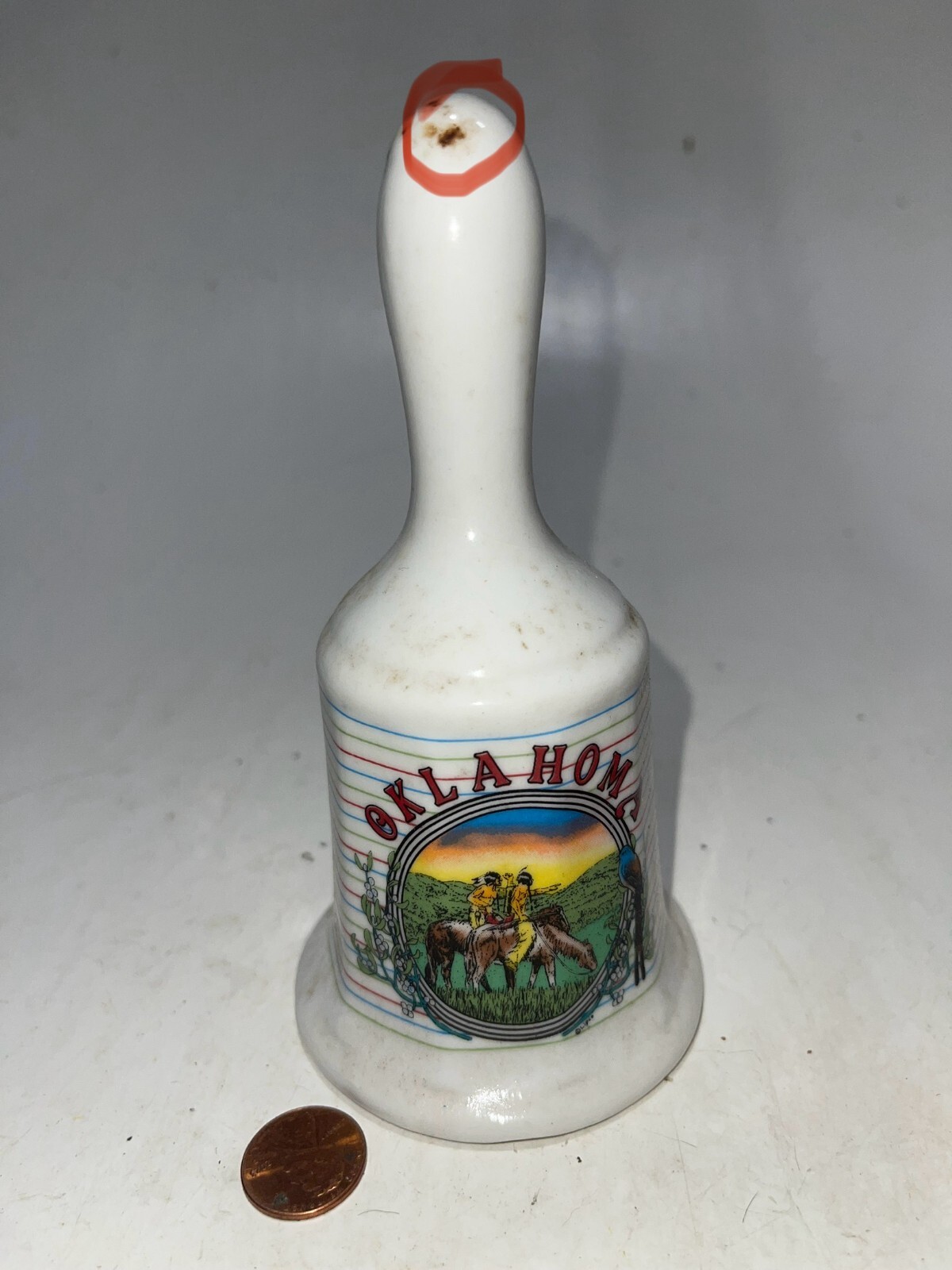 Vintage Porcelain Ceramic Lipco Bell Oklahoma 5.75