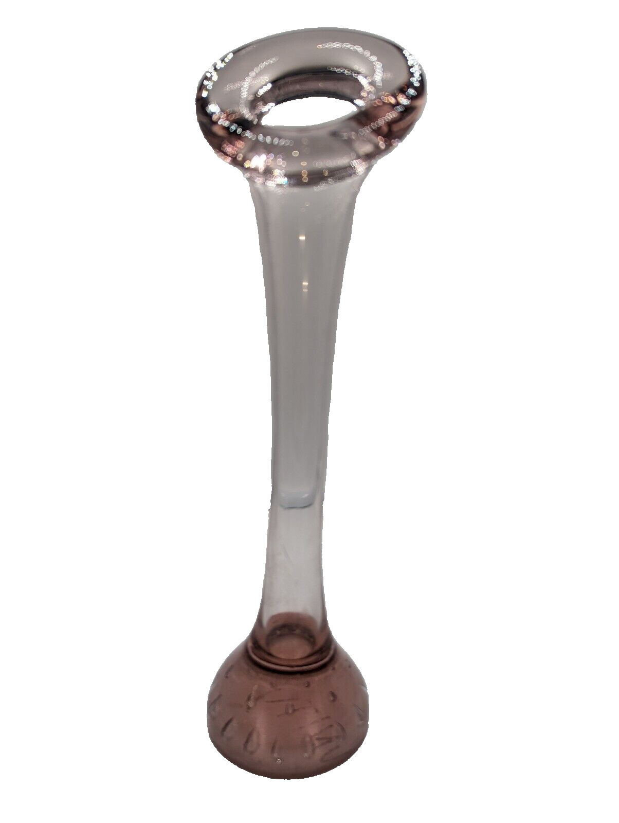 Pink Glass Bud Vase Jack-in-the-Pulpit Signed Unity Hand Blown Controlled Bubble