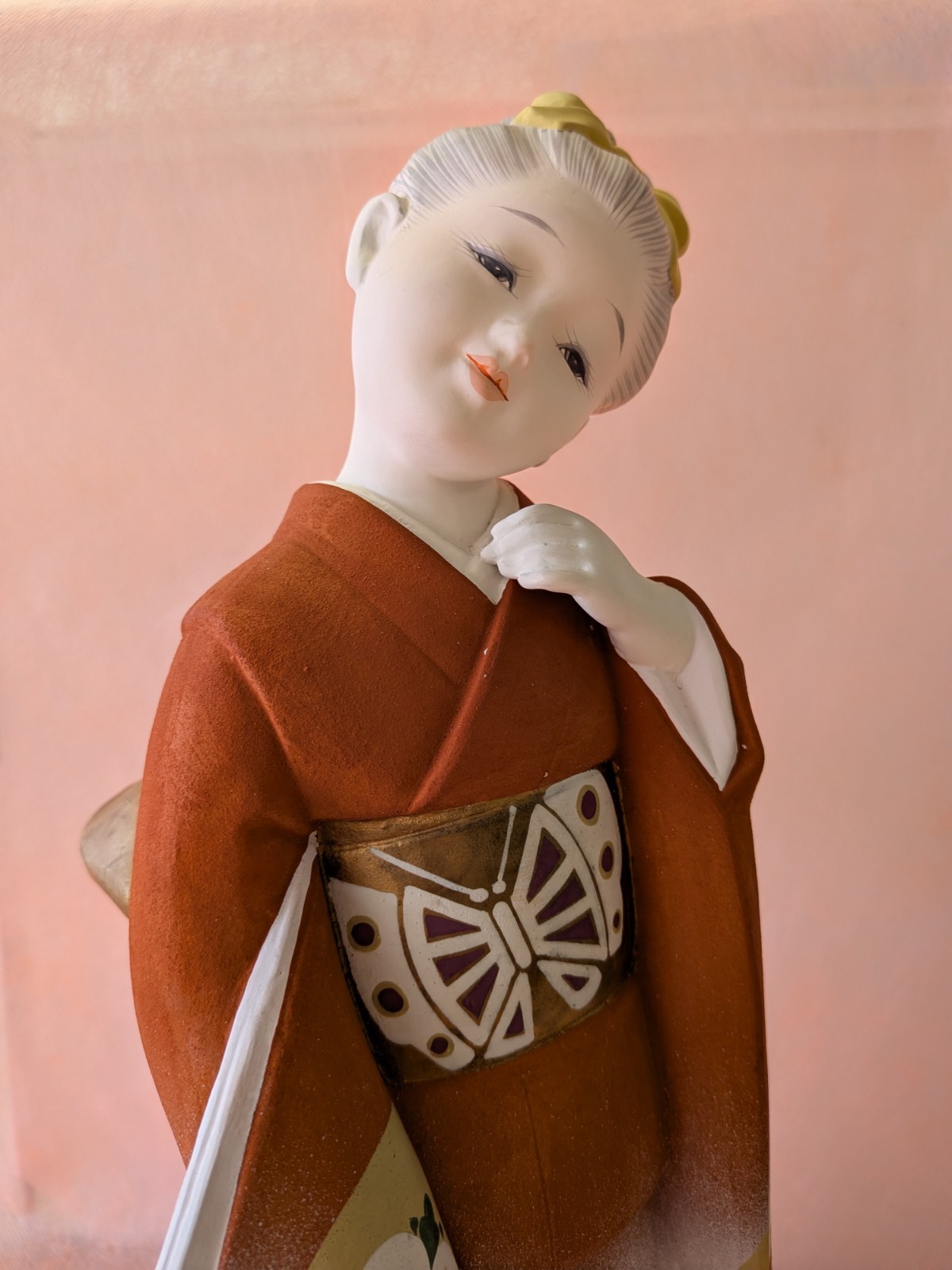 Japanese Kimono Girl Maiko Kyoto Figurine Vintage Ceramic Doll Hand Painted 12in