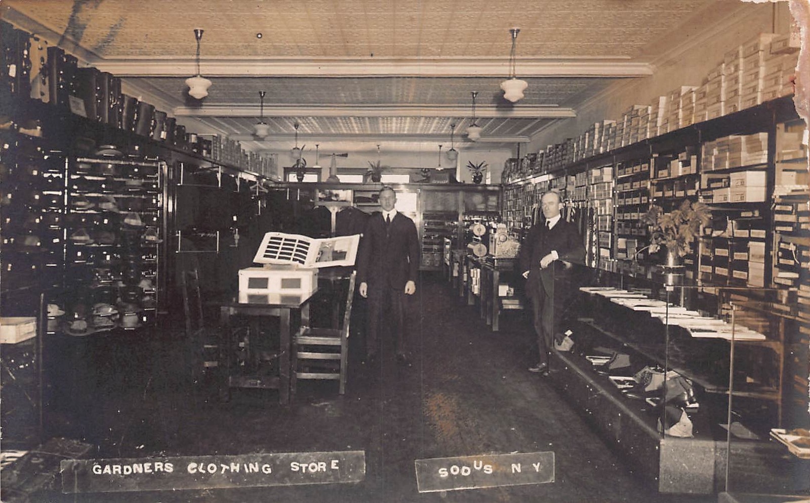 J72/ Sodus New York RPPC Postcard c1910 Interior Gardners Clothing Store 242