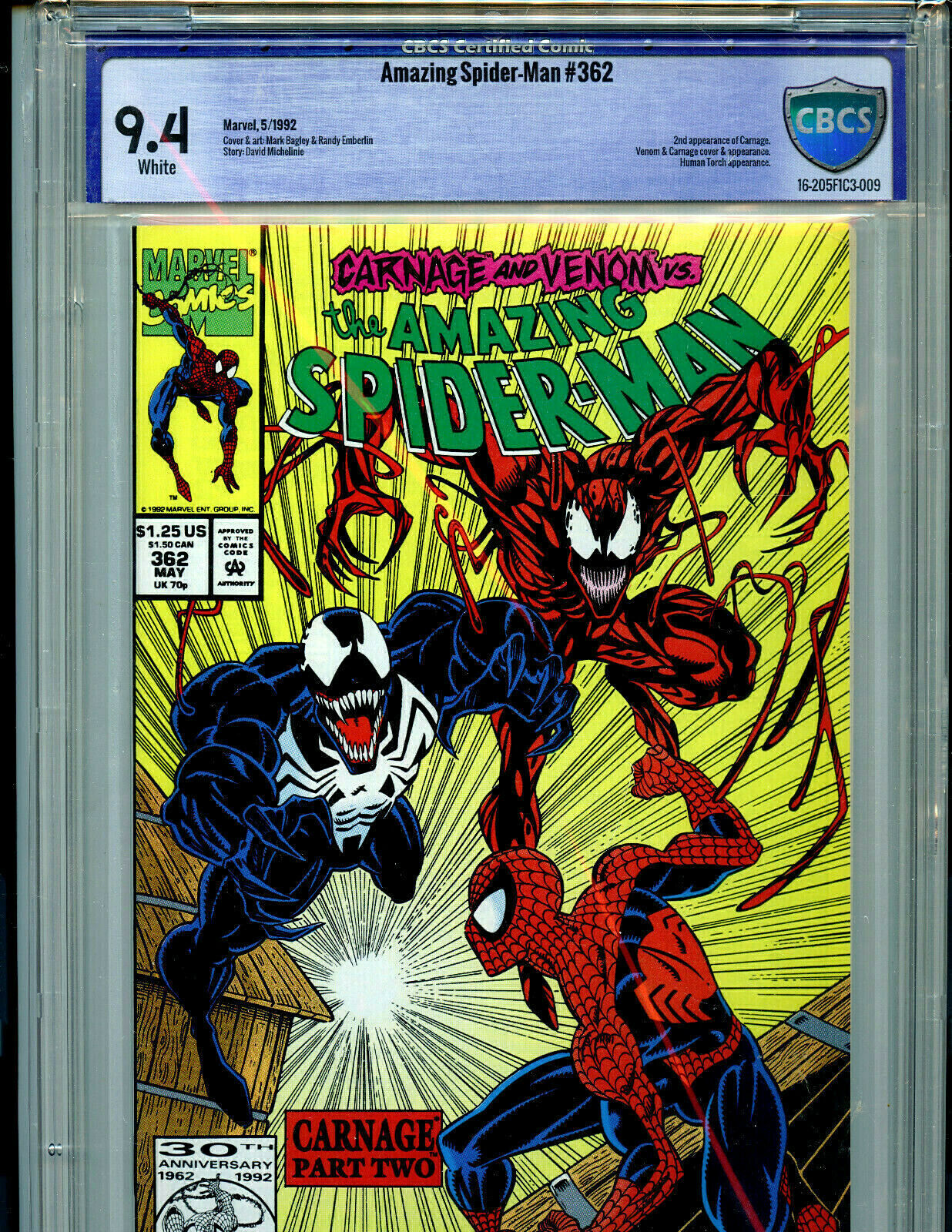 Amazing Spider-man #362 CBCS 9.4 NM Marvel Comics 2nd Carnage  Amricons B22