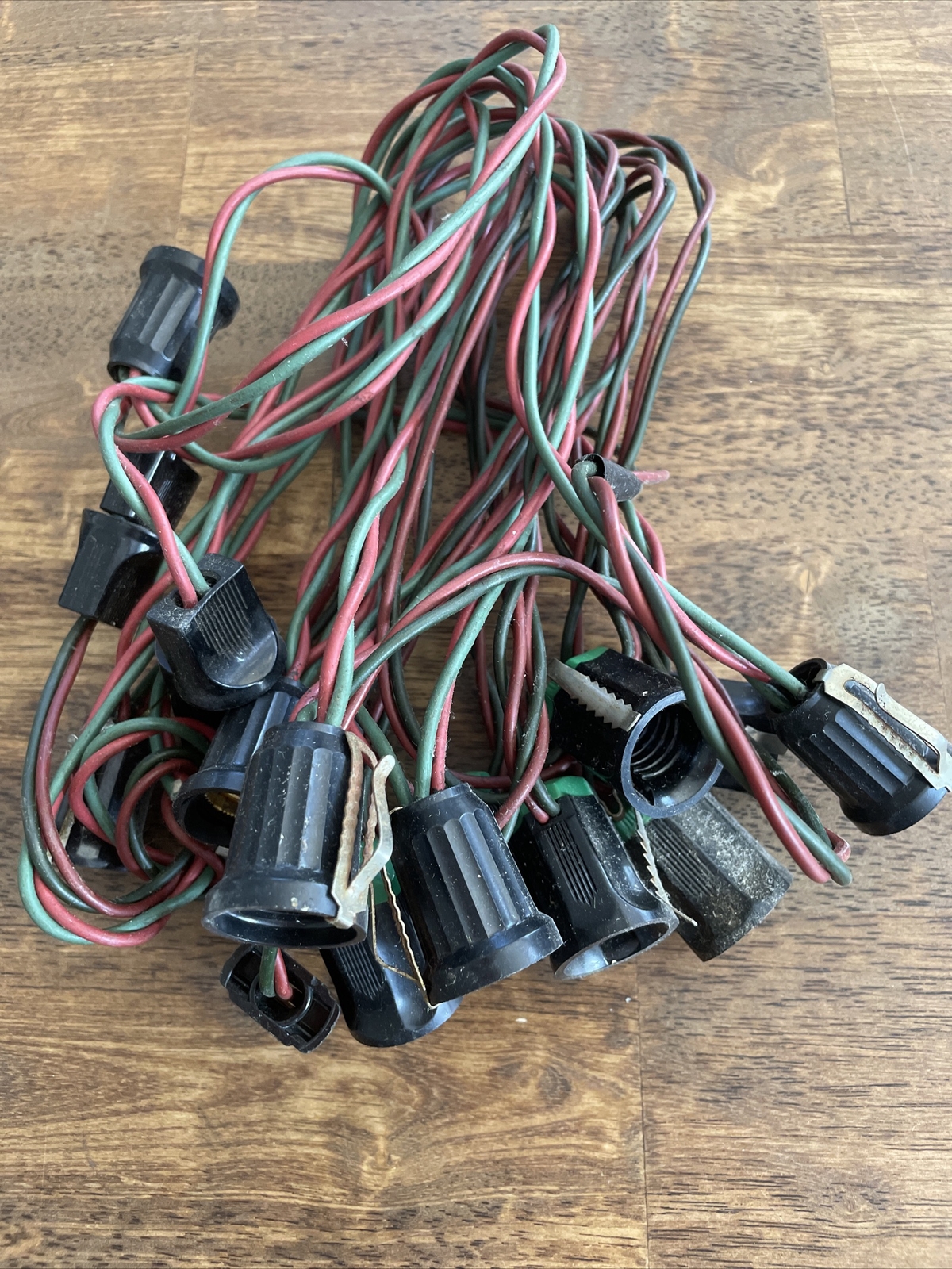 Vintage Christmas C9 Light 2 Wire Strand Red & Green Wire With Clips