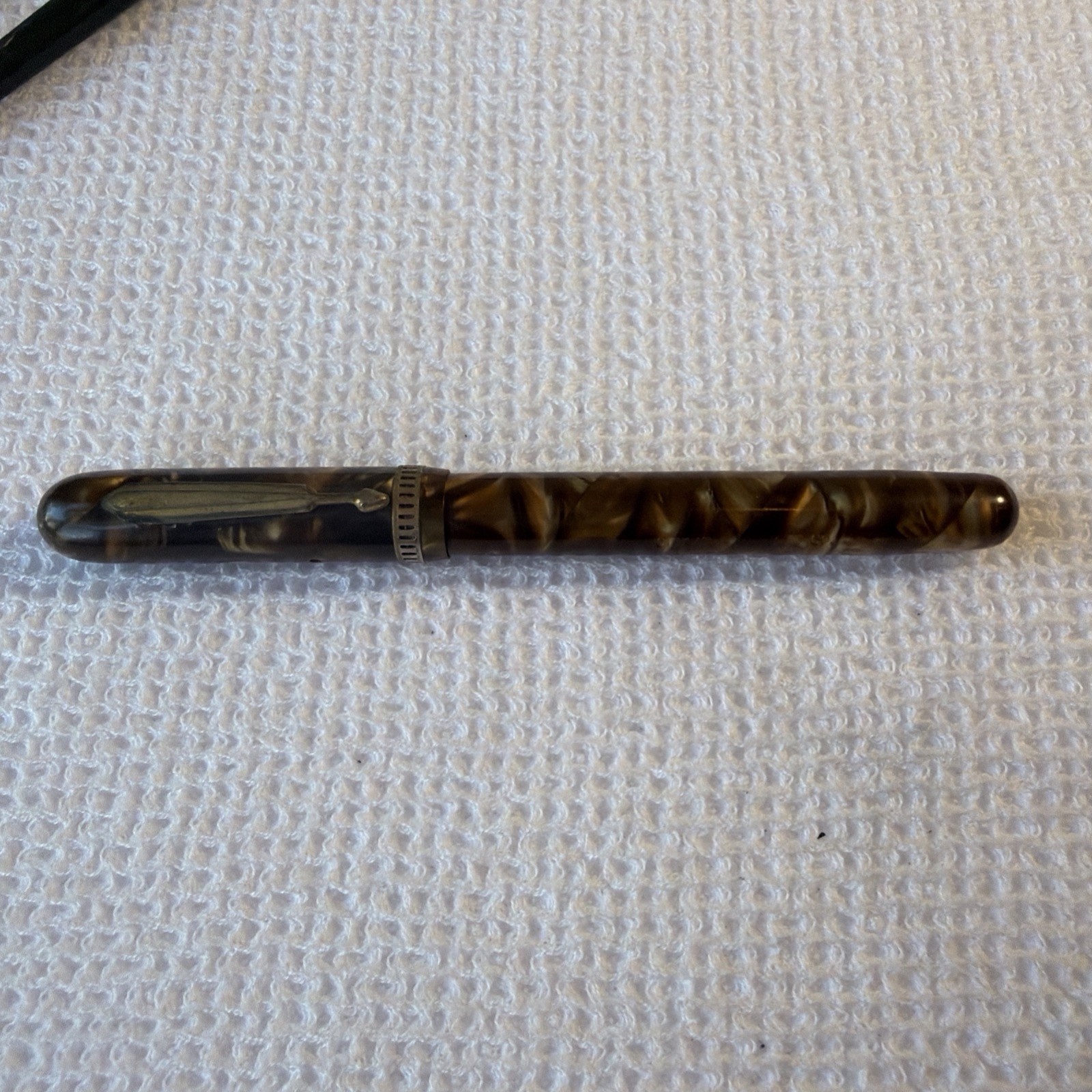 Vintage Ottawa Brown Marble Effect Lever Filler Fountain Pen for Students  As is