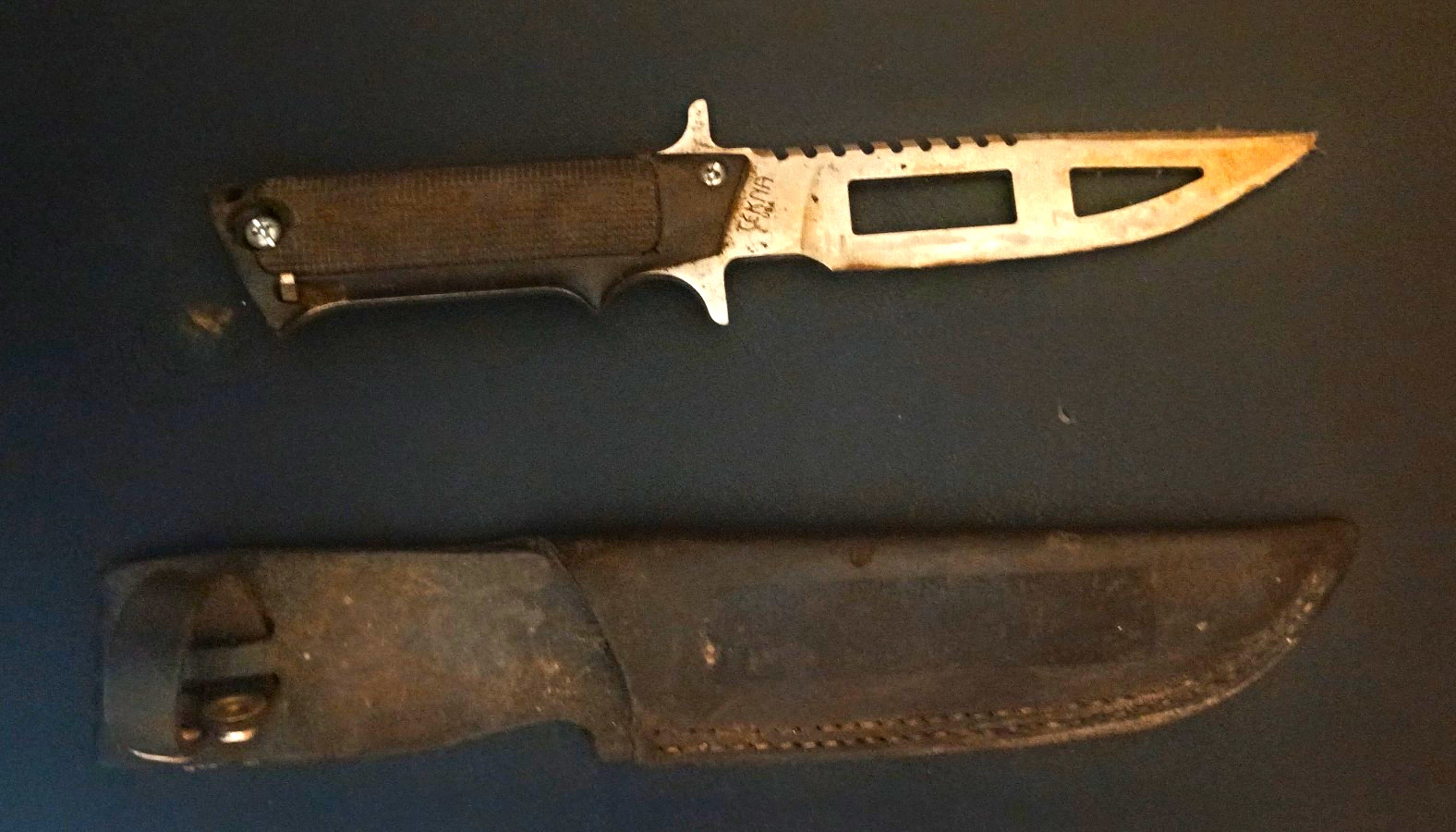 Vintage Tekna Dive Knife with Original Sheath - USA Mad-Scuba Diving Collectible