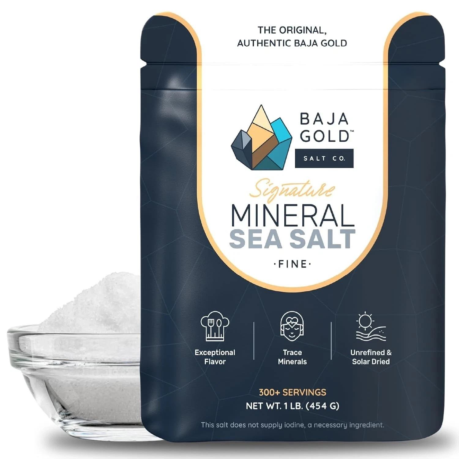 Baja Gold Mineral Sea Salt, Fine Grind, 1 Lb. Bag Cooking & Baking Uses Natural 