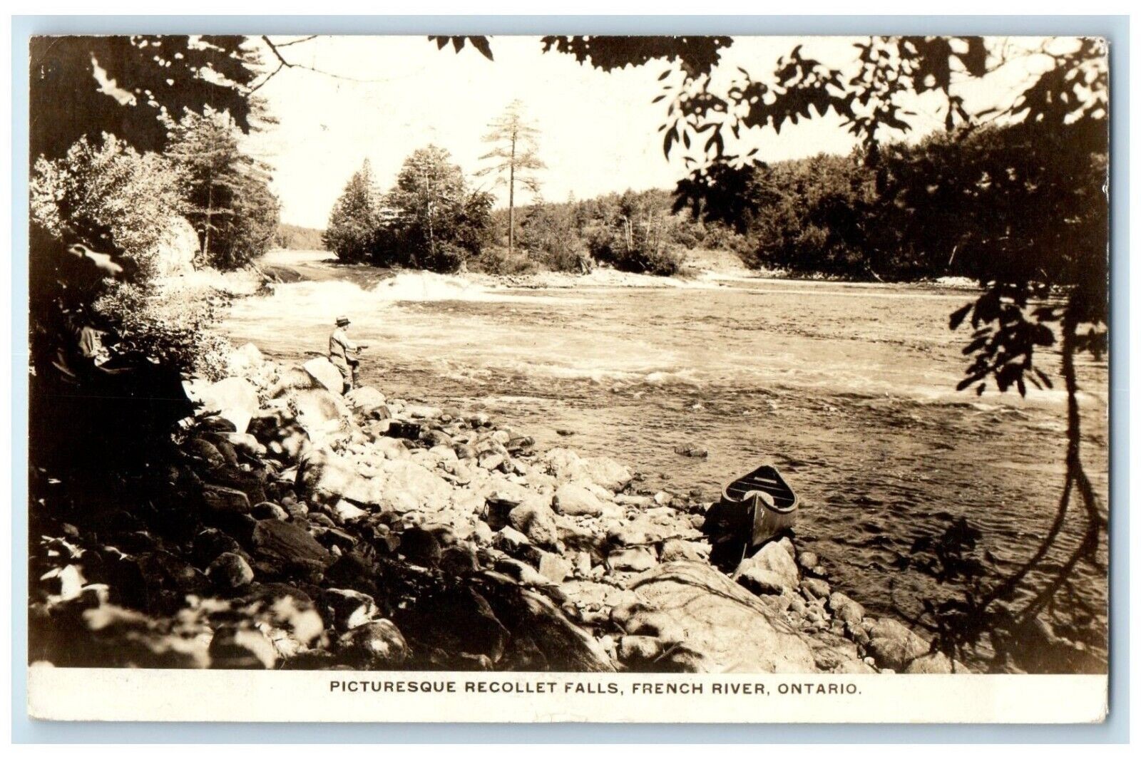 1938 Picturesque Recollet Falls French River Ontario Canada RPPC Photo Postcard
