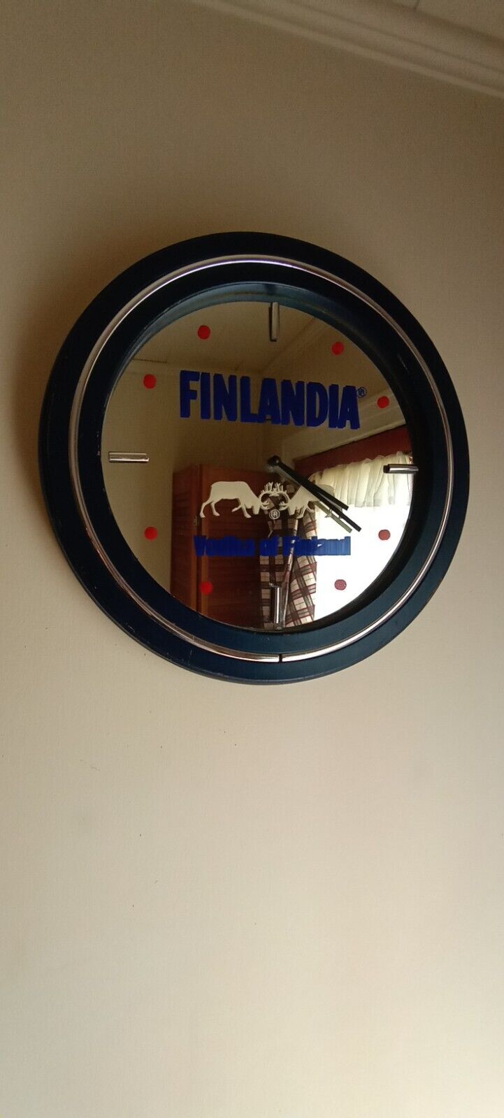 Vintage Finlandia Vodka Wall Mirror & Clock