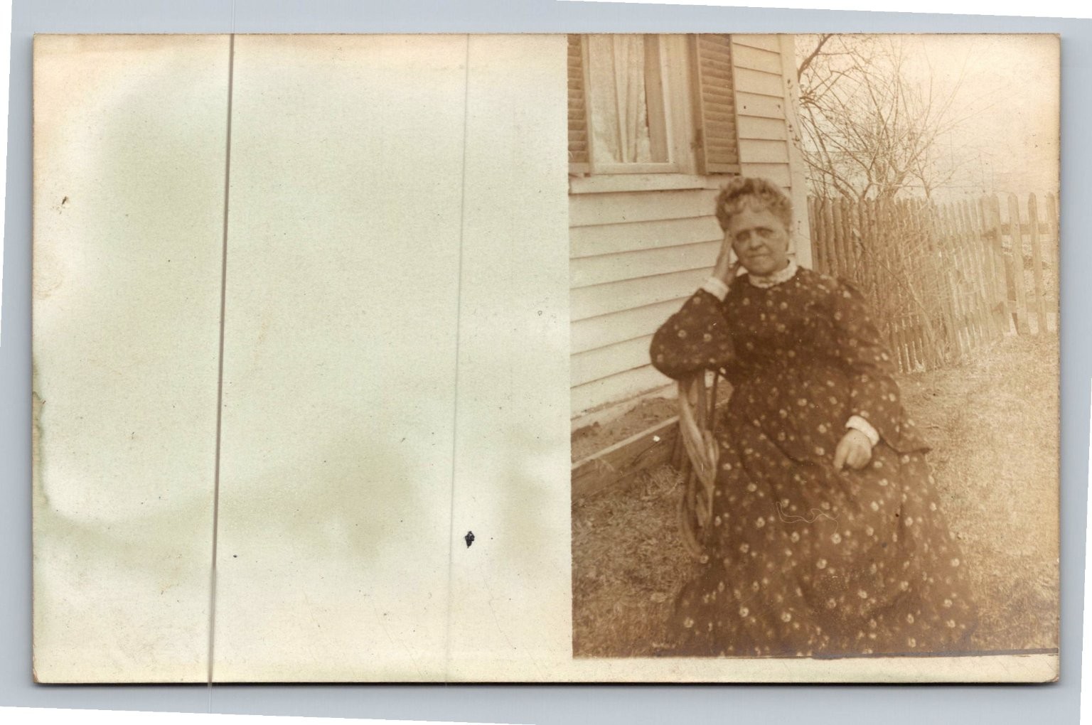 Vintage RPPC Postcard Elderly Woman Portrait Outdoors Early 1900s Real Photo