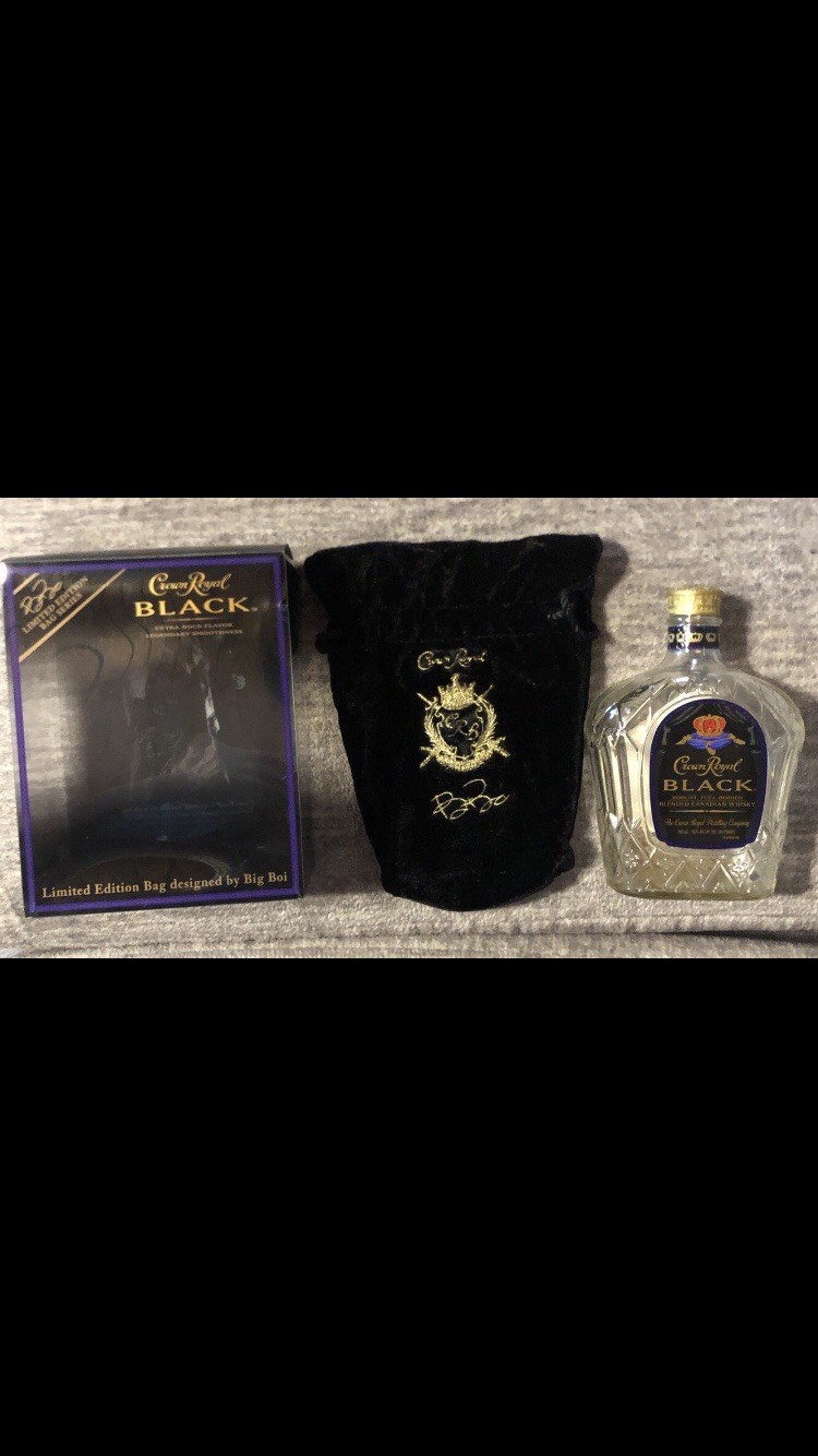 Rare Crown Royal Limited Edition Bag Designed By Big Boi Box Bag & Empty Bottle
