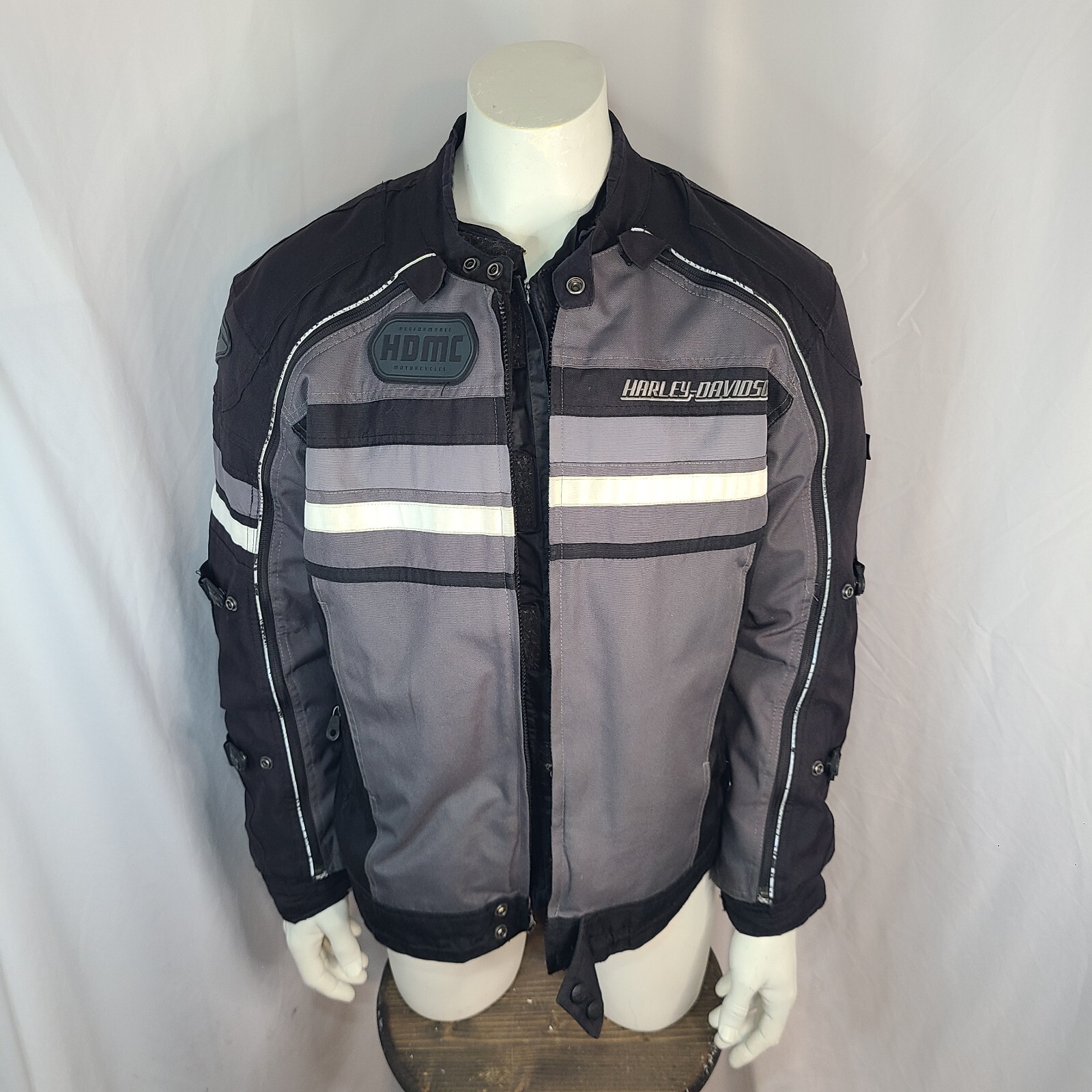 Harley Davidson Switchback Defender Jacket sz XL Black Gray AS-IS Missing Zipper