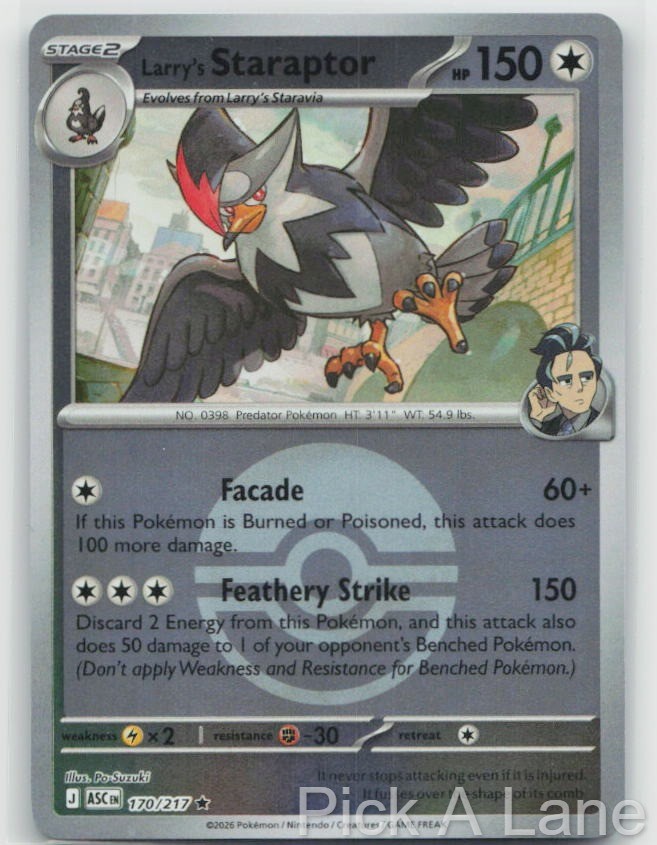 Larry\'s Staraptor (Poke Ball) 170/217 Ascended Heroes Pokemon Reverse Holo NM