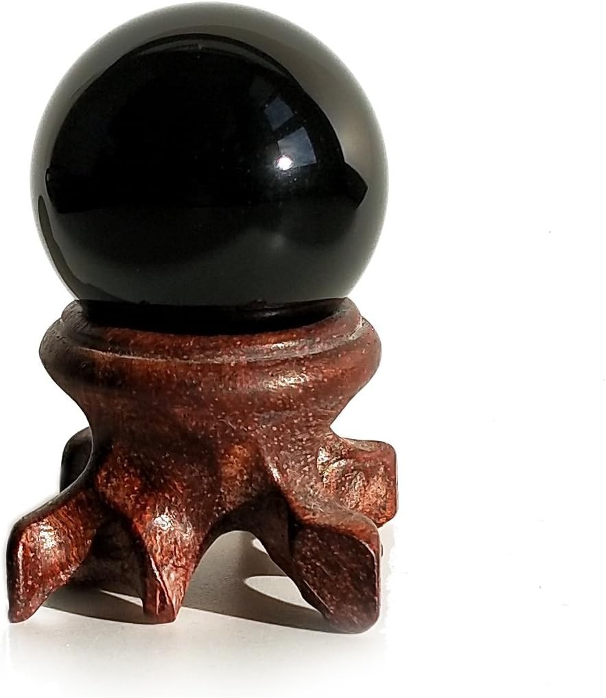 Elegant 30mm Black Obsidian Crystal Ball with Stand for Home Decor & Meditation