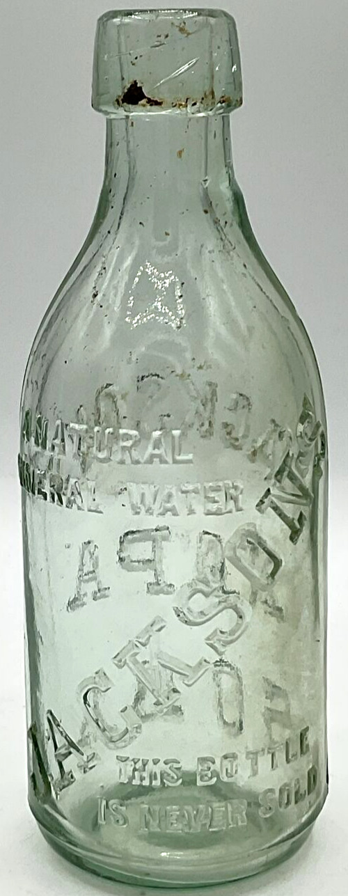 Antique Green Embossed Blob Top Jackson’s Mineral Water Bottle Napa Soda Hutch