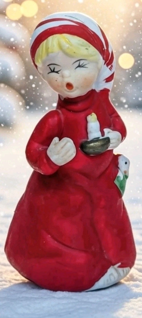 Vintage 1978 Jasco Merri Bells Bisque Porcelain Christmas Bell Figurine 
