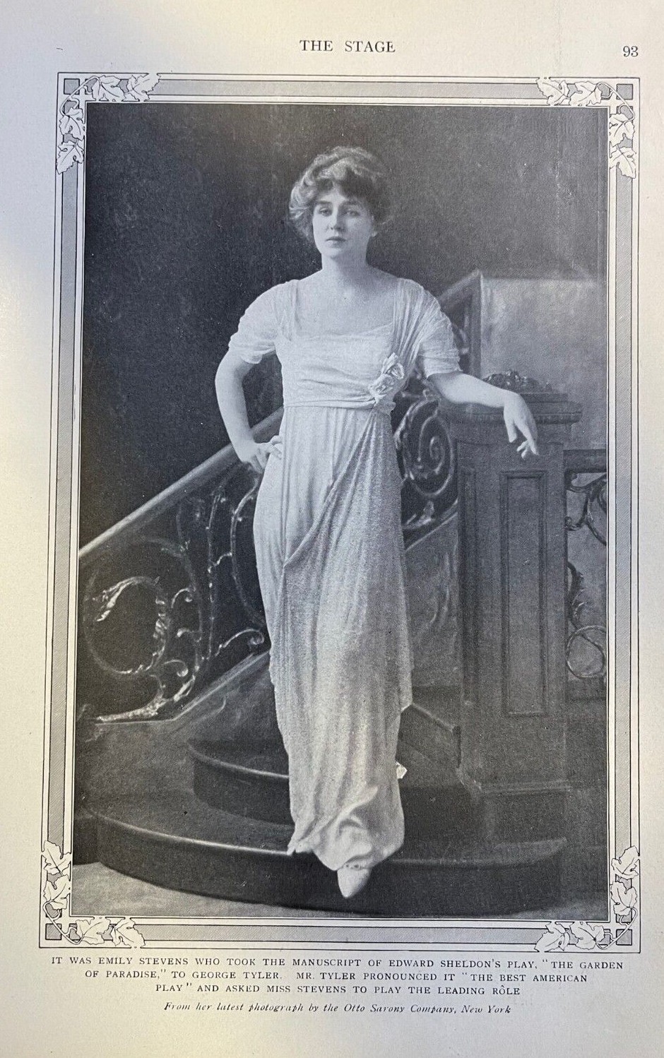 1914 Vintage Magazine Illustration Actress Emily Stevens
