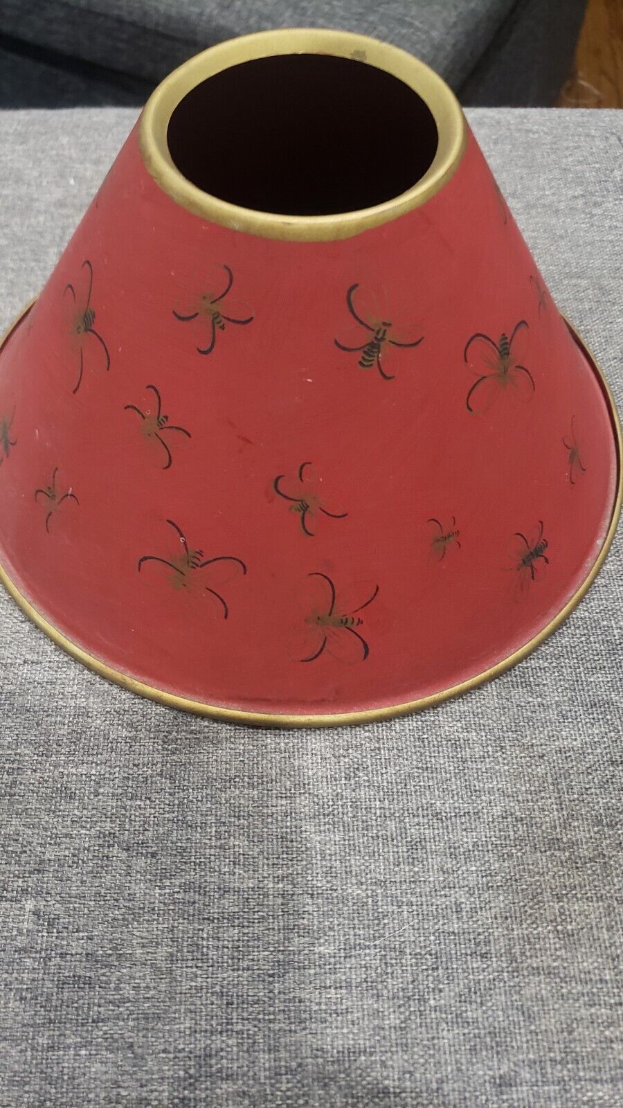  Vintage Bees Tole Metal Toleware Lamp Shade red table shade