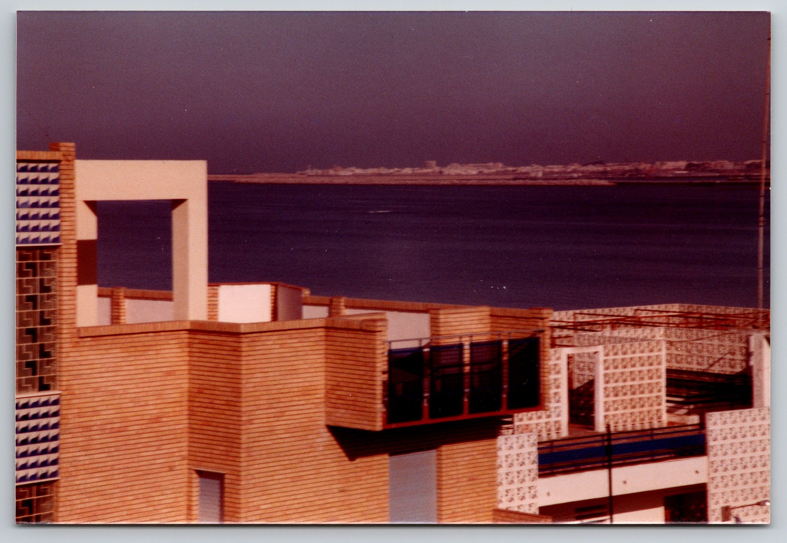 Vintage Photo Modern Rooftop Architecture With Ocean Panoramic View 1980s