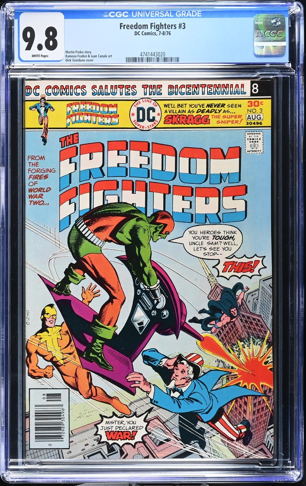 Freedom Fighters #3 CGC 9.8 WP NEW SLAB Classic Bronze Age DC 1976 🇺🇸