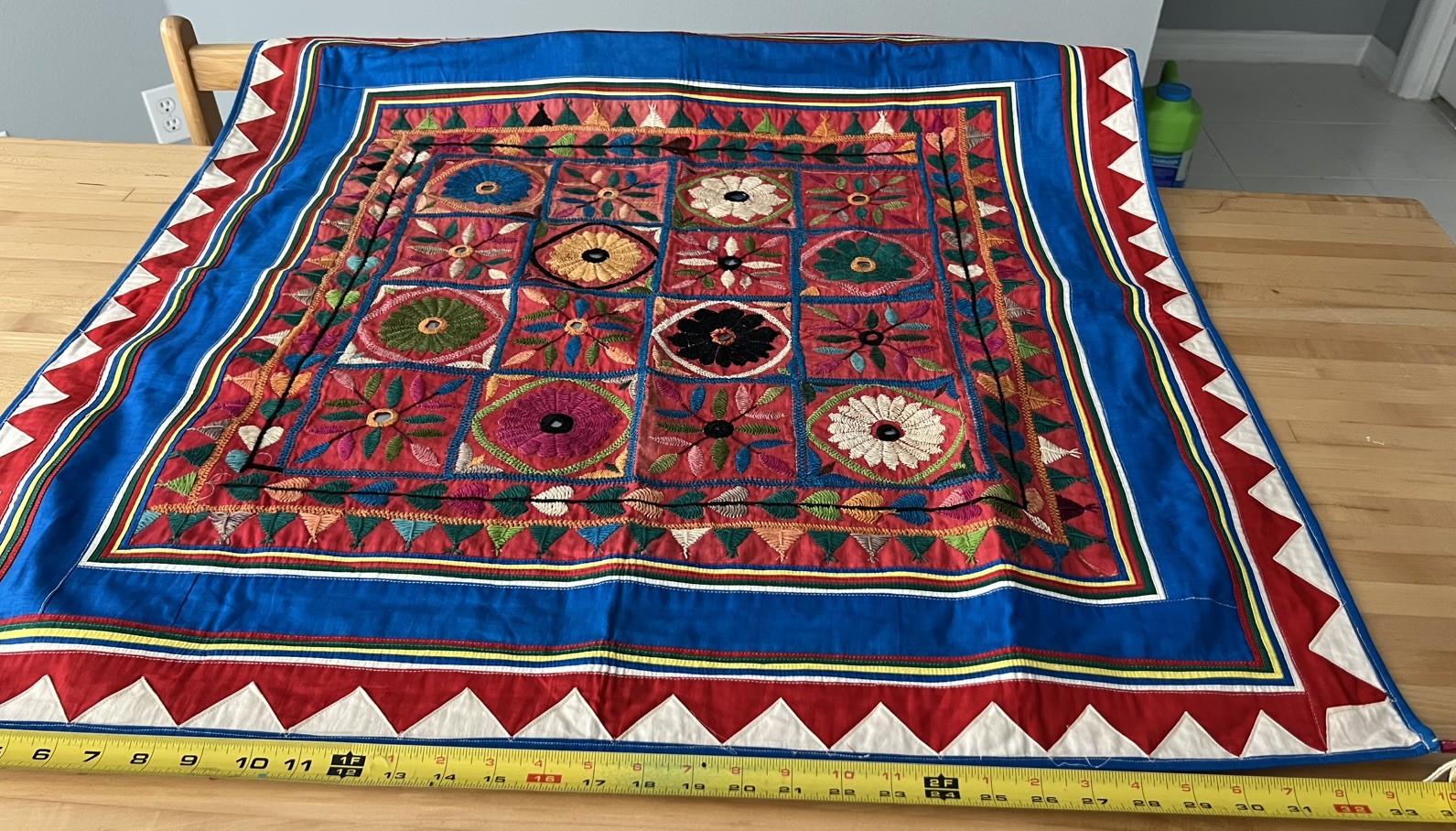 Banjara boho Gypsy hippie India Tribal vintage embroidery wall hanging 33x34\