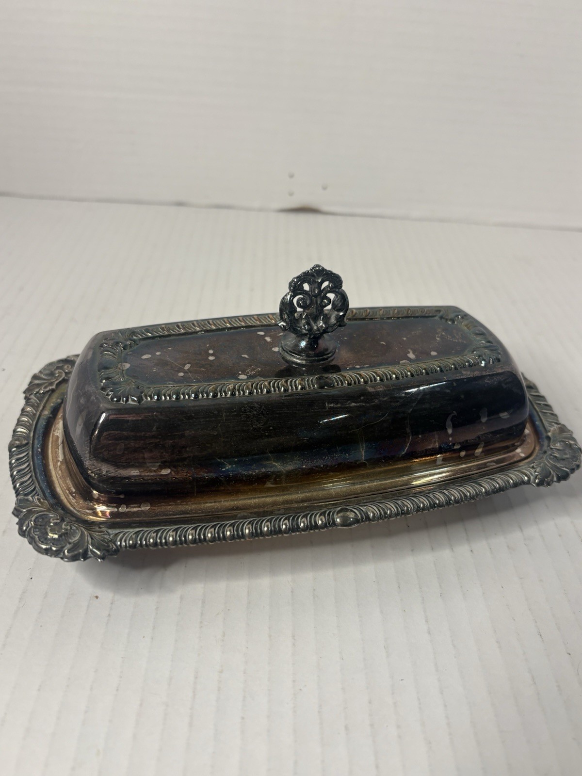 Vintage Crosby Silver Plated Butter Dish Victorian W Glass Insert