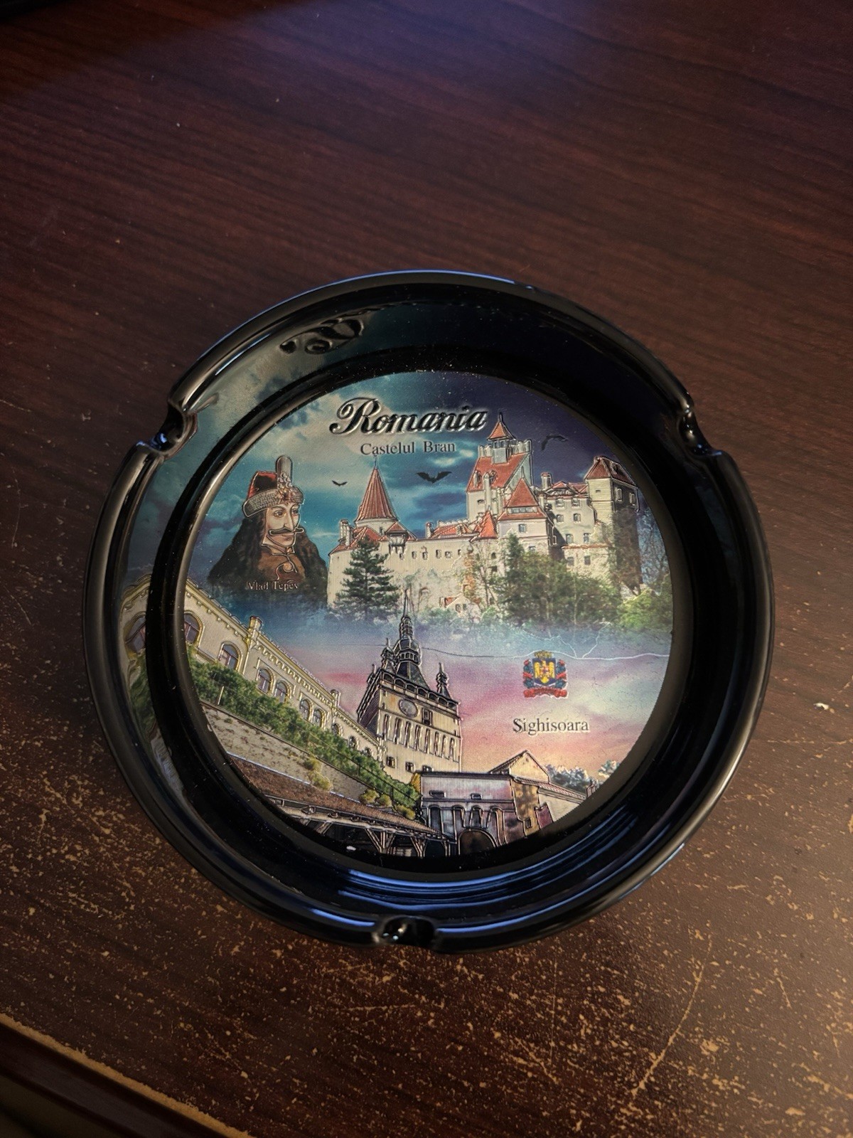 Dracula Bran Castle Transylvania Romania Vampire Ceramic Ashtray Souvenir