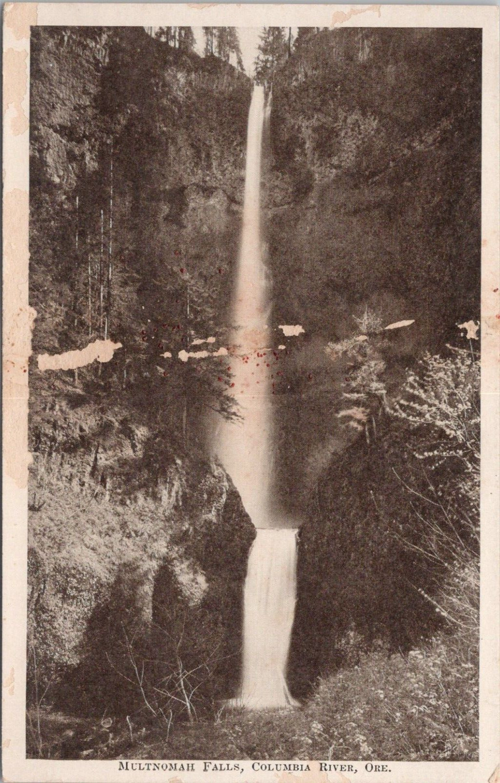 Lithograph ** Oregon View of the Multnomah Falls - Waterfall Scene - early 1900s