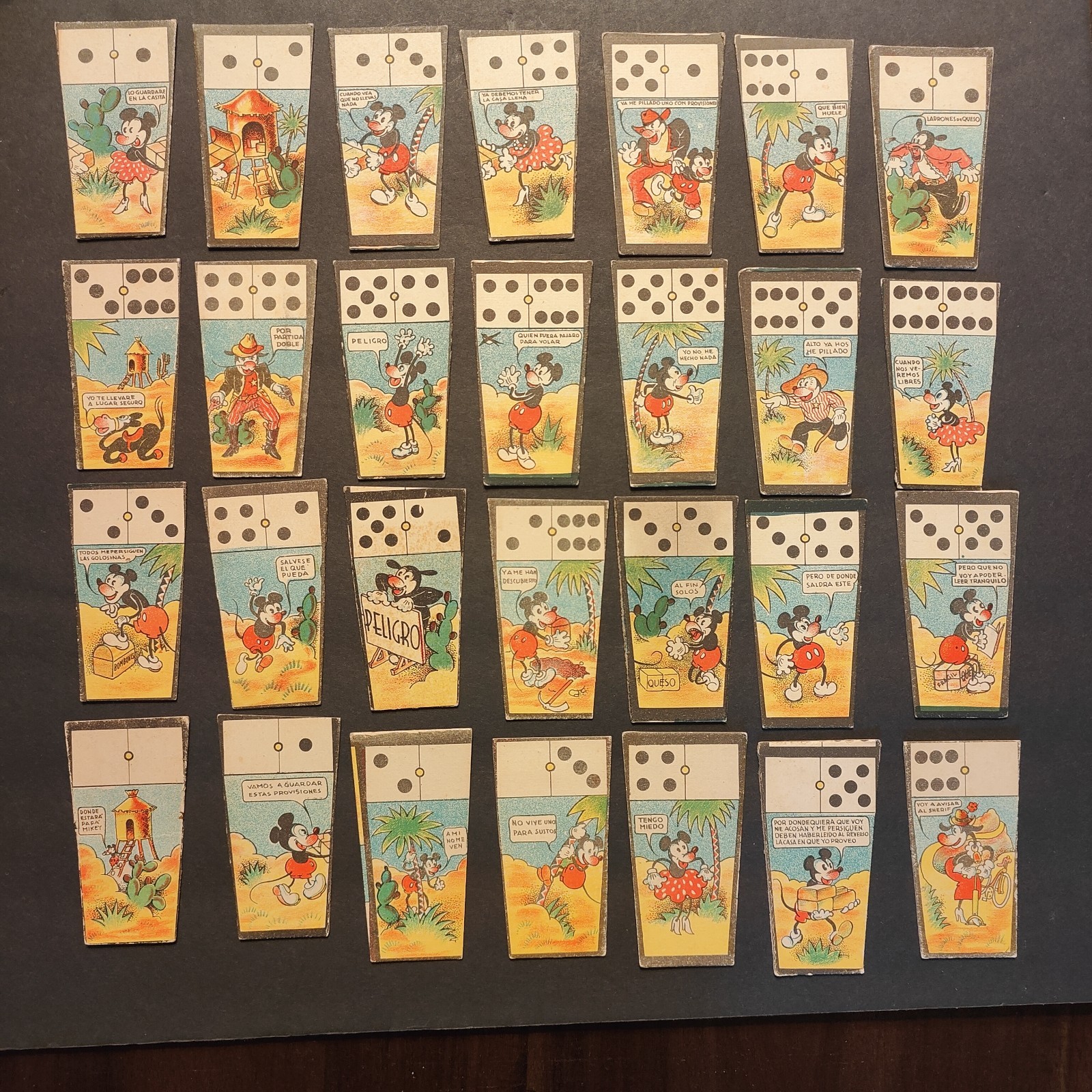 1930s 1935 Mickey Mouse Domino 28 Card Complete Set Spanish Disney (PSA, gum)