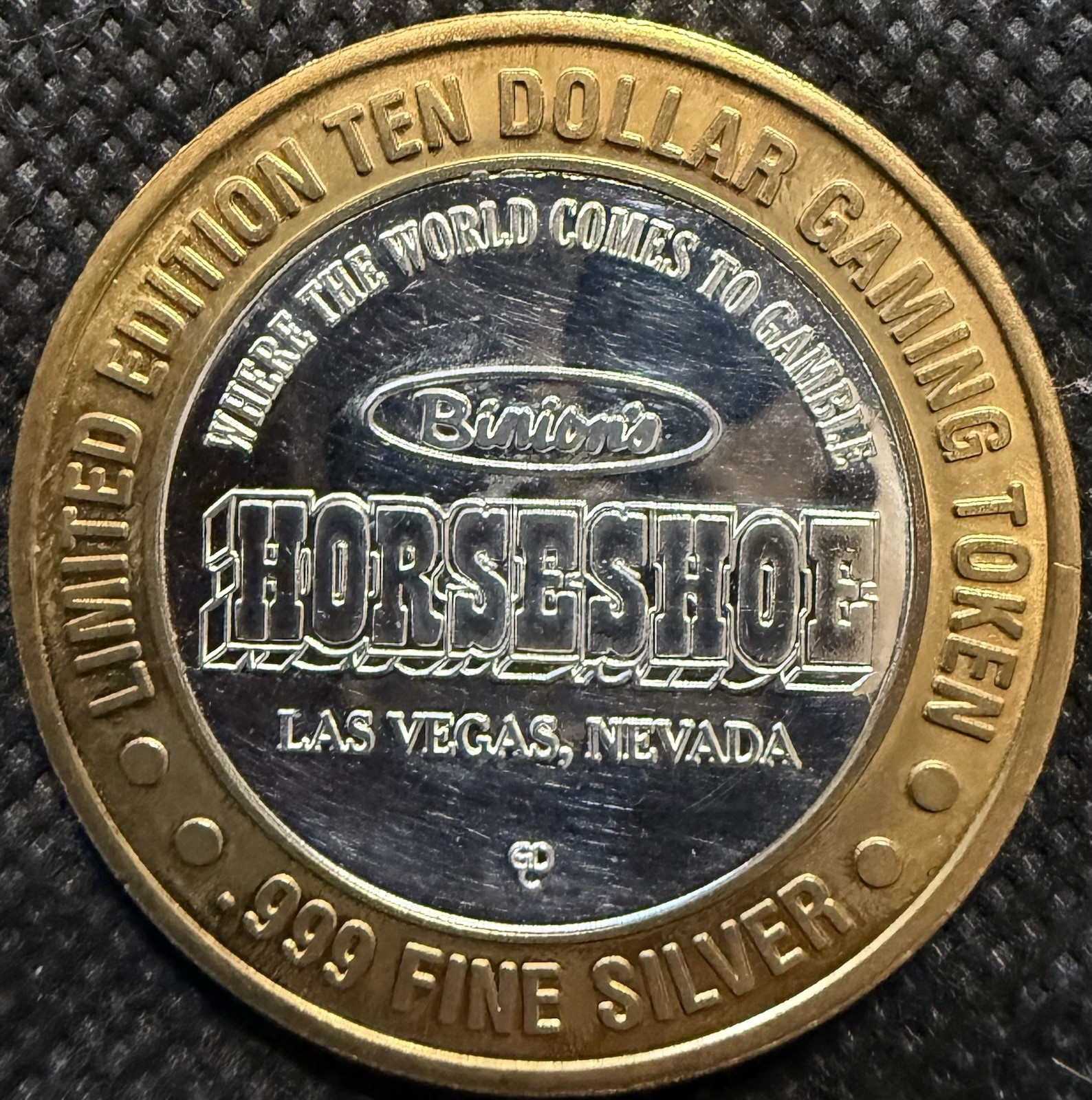 BINION’S HORSESHOE HOTEL & CASINO Limited Edition 999% .6 Oz Pure Silver Strike
