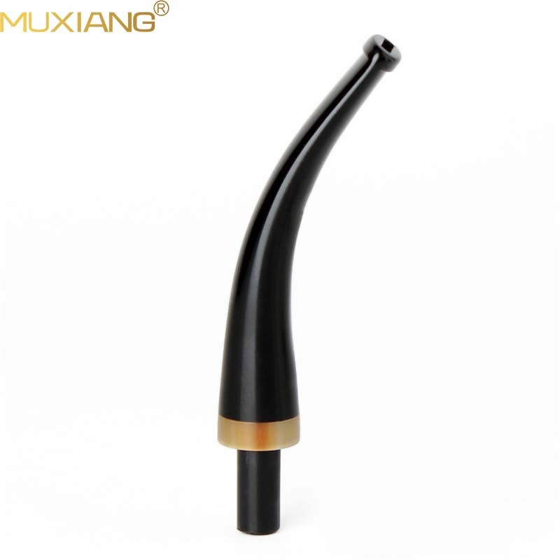 MUXIANG 3mm Acrylic Bent Tapered Stem Mouthpiece For Tobacco Pipe With Horn Ring