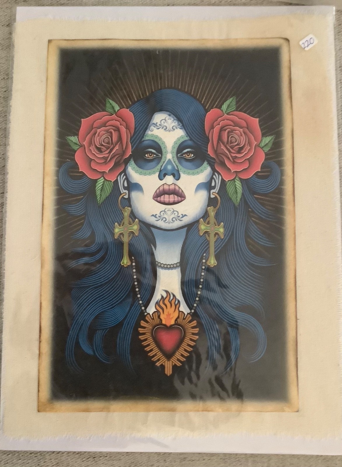 Mexican,folk, art day of the dead Woma Bark Paper, Cotton, And Natural Pigments