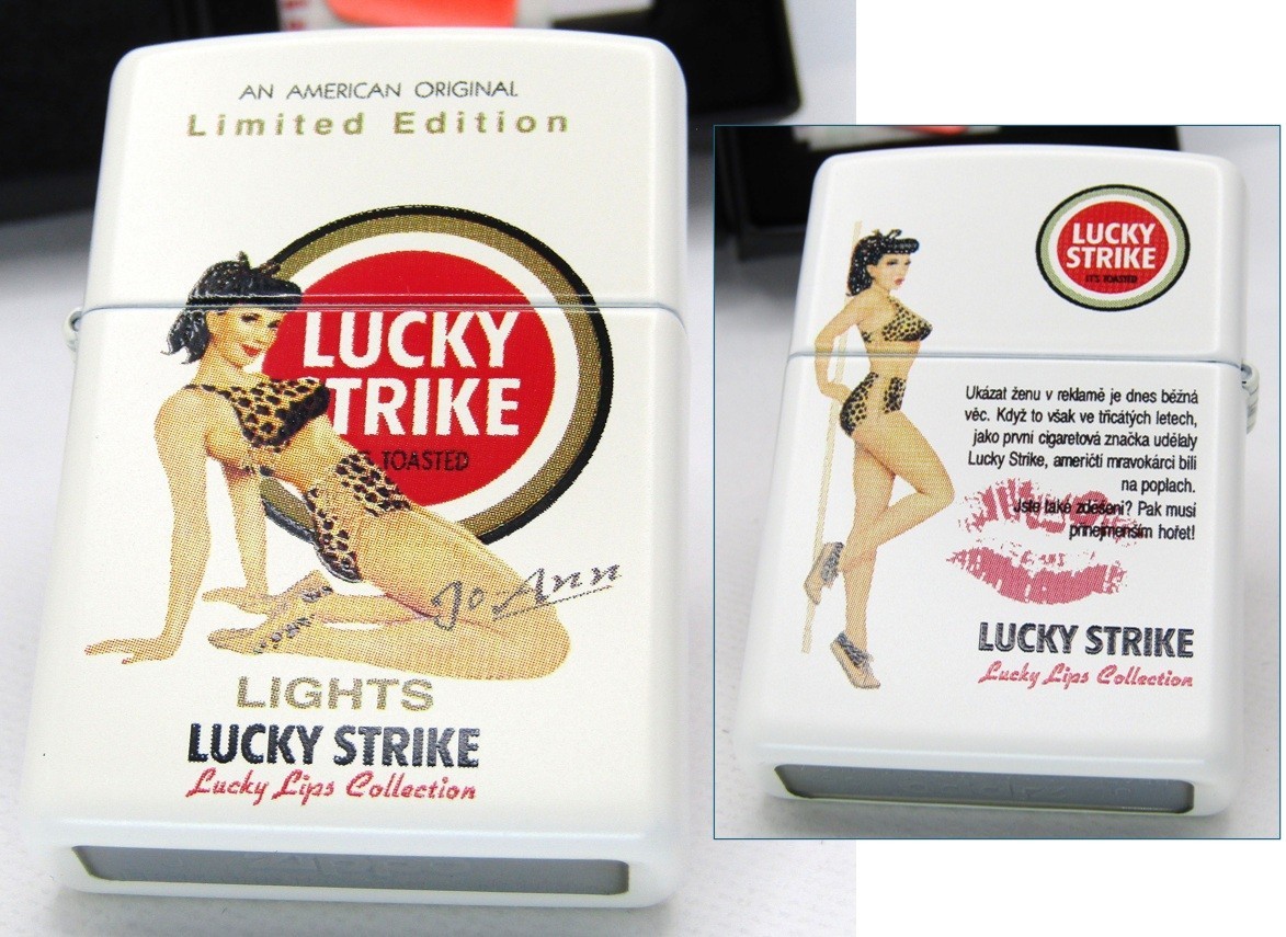 Lucky Strike Jo Ann Limited Double Sided Zippo Oil Lighter 2005 MIB Rare