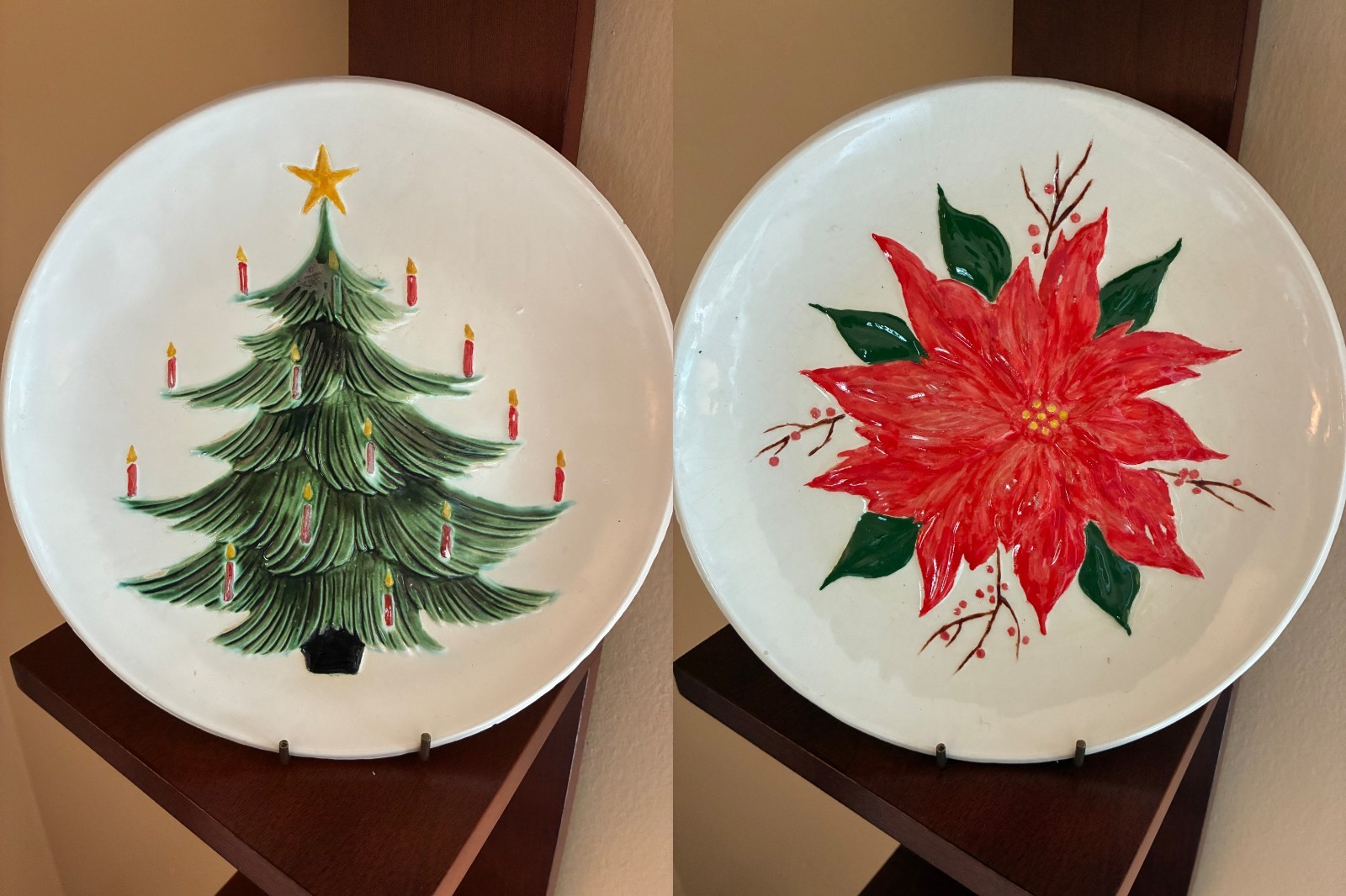 Vintage Jamar 1957 Hand Painted Christmas Plates