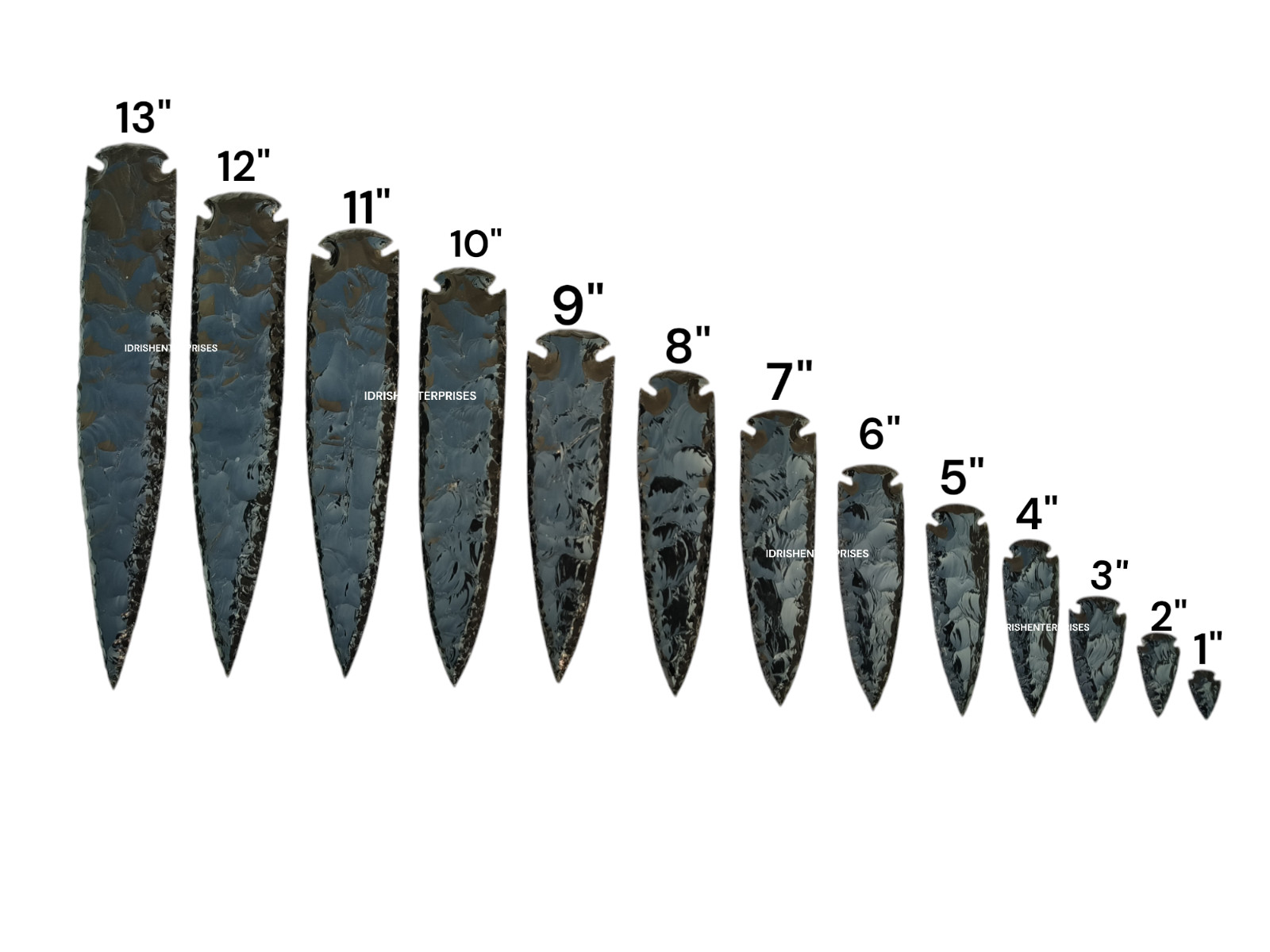 Handcrafted Black Obsidian Arrowhead Replica | Flint Knapped Spear Head Points.
