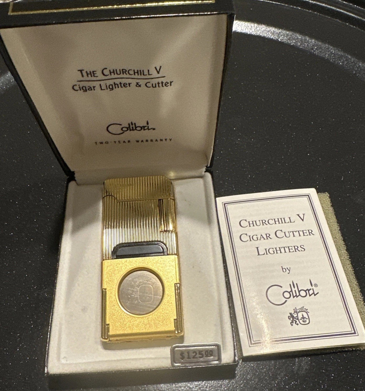 Vintage Churchill V Cigar Cutter lighter By Colibti. Bx Never Used WInstructions