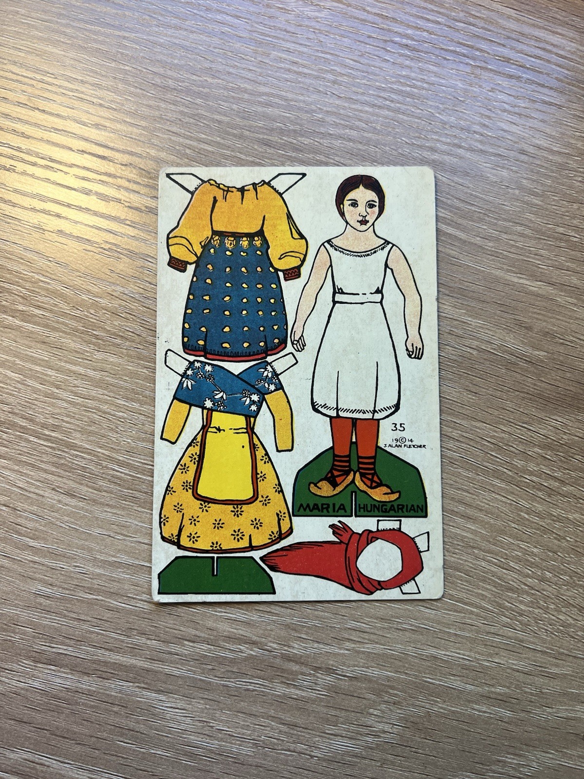 1914 J. Alan Fletcher Postcard #35 Cut Out Paper Doll “Maria Hungarian” 1914 J. Alan Fletcher Postcard #35 Cut Out Paper Doll “Maria Hungarian”