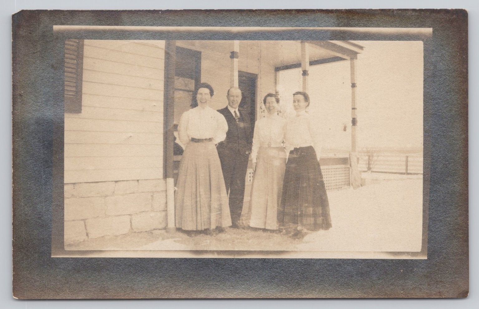 1910 Spencer Nebraska RPPC Postcard - Family on Porch, Greenfield PO Message 1910 Spencer Nebraska RPPC Postcard - Family on Porch, Greenfield PO Message