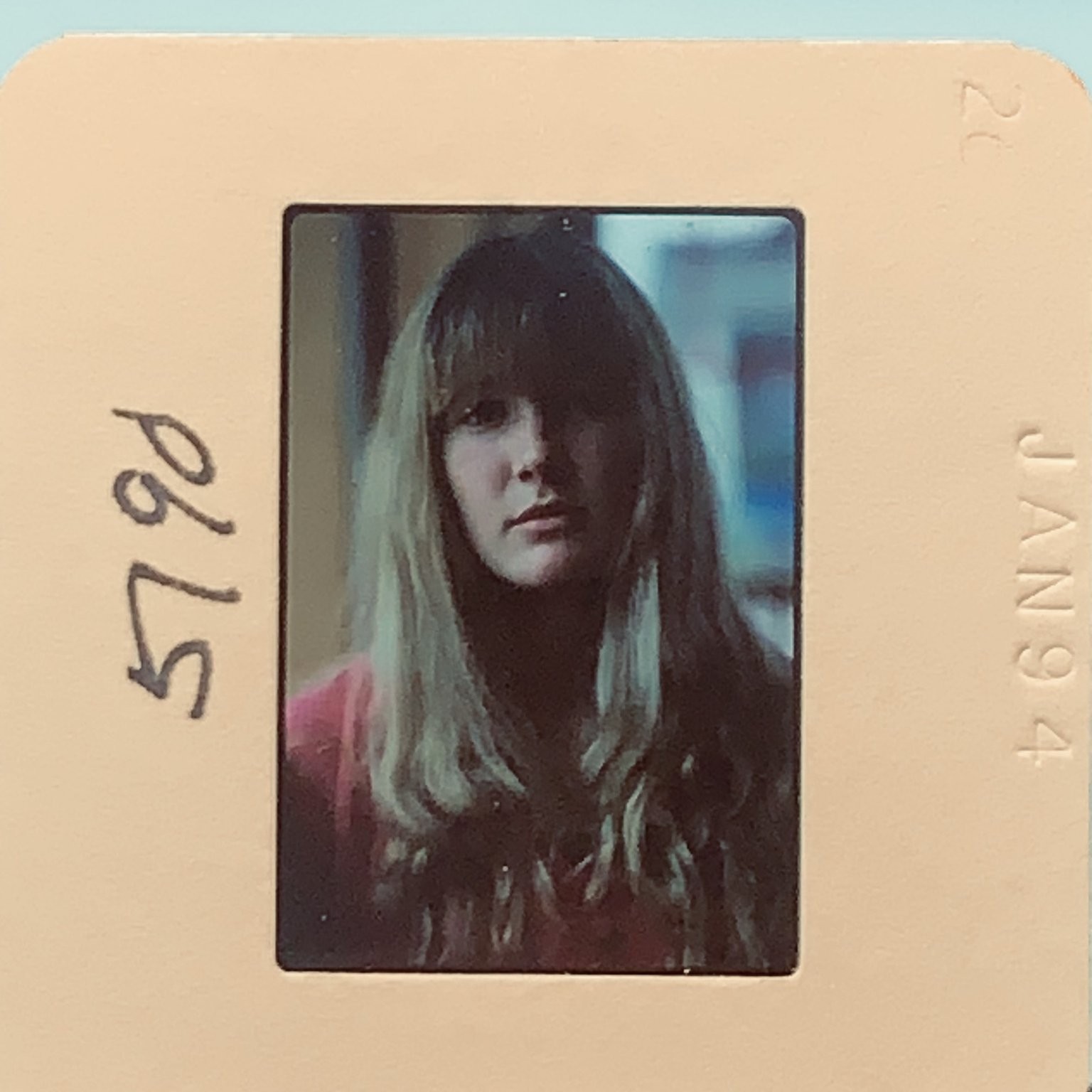 Original 1994 35mm Slide Young Woman Blonde Hair Portrait Snapshot Photo Original 1994 35mm Slide Young Woman Blonde Hair Portrait Snapshot Photo