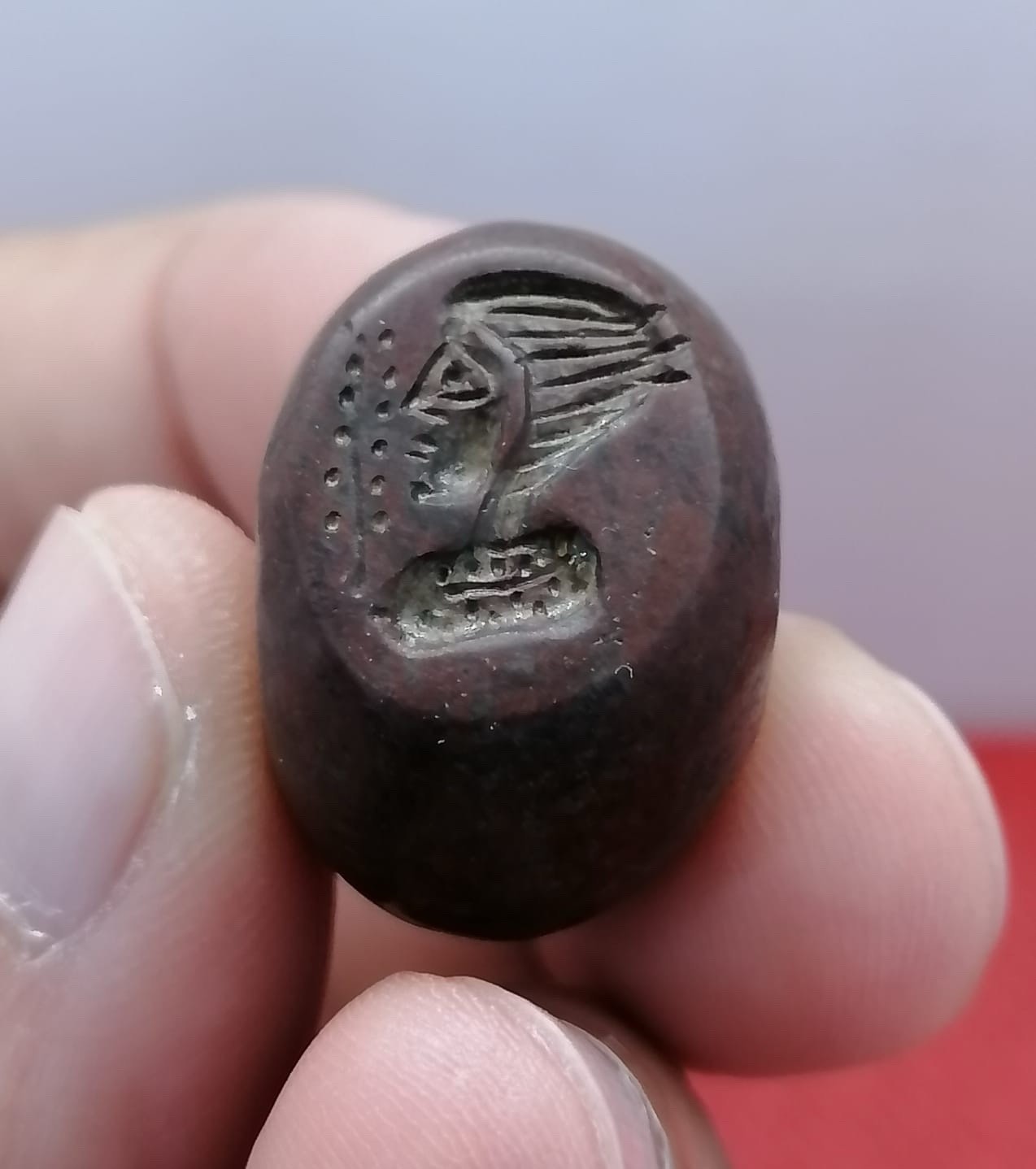 Antique   Stunning  Near Eastern Jasper Ing Face Intaglio Rare  Stone Bead