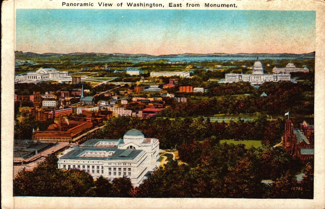 Vintage Postcard Panoramic View Of Washington DC East From Monument