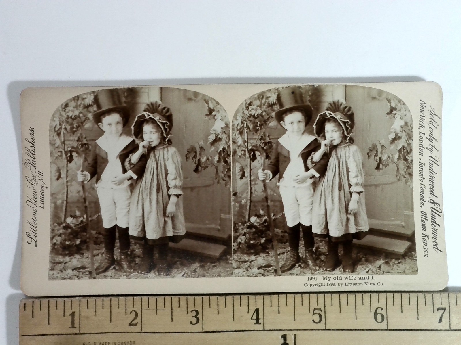 My Old Wife and I Stereoview Littleton View Co. 1899 Children Victorian