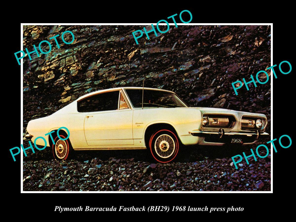 OLD POSTCARD SIZE PHOTO OF 1968 PLYMOUTH BARRACUDA FASTBACK LAUNCH PRESS PHOTO OLD POSTCARD SIZE PHOTO OF 1968 PLYMOUTH BARRACUDA FASTBACK LAUNCH PRESS PHOTO
