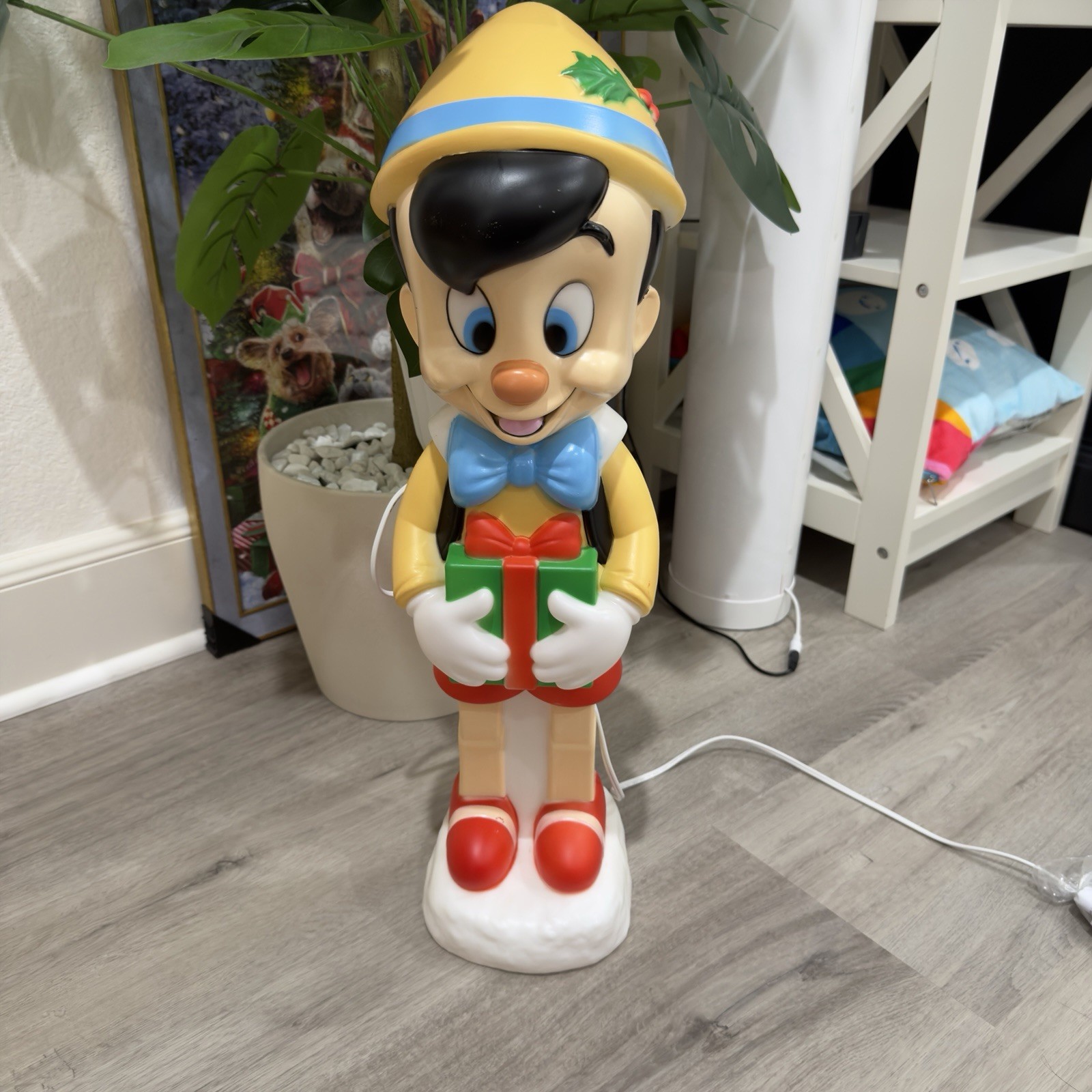 Disney Blow Mold Decor Pinocchio With Cheistmas Gift 22 in NEW Rare Sold Out