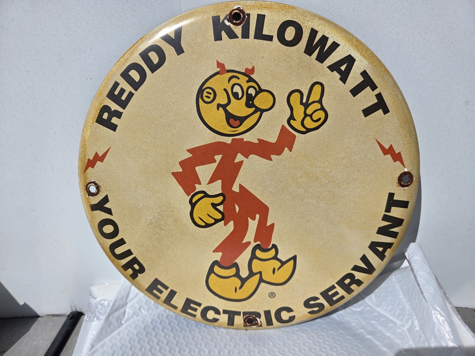 Reddy Kilowatt Reproduction Porcelain Sign 11 3/4\
