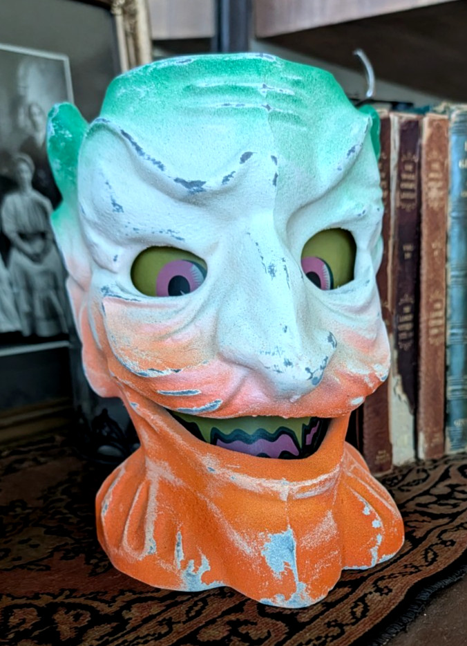 Paper Mache Style Halloween Devil Head Original Look w/ face Lantern 8\