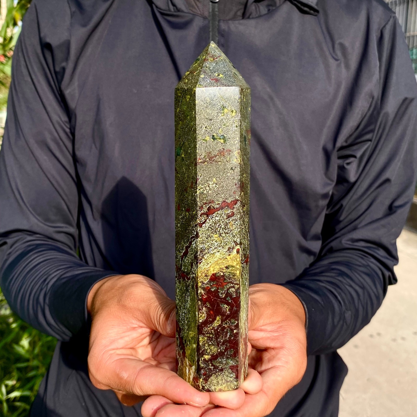 1.33LB Natural Dragon Blood Column Obelisk Crystal Column Wand Point Healing Sto