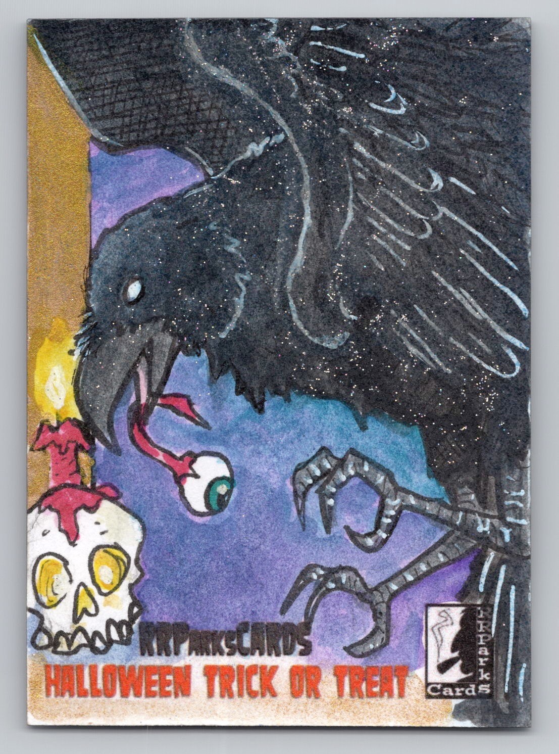 Halloween Trick Or Treat Kicksterter. Jenni Gregory Sketch Card. RRParks Cards