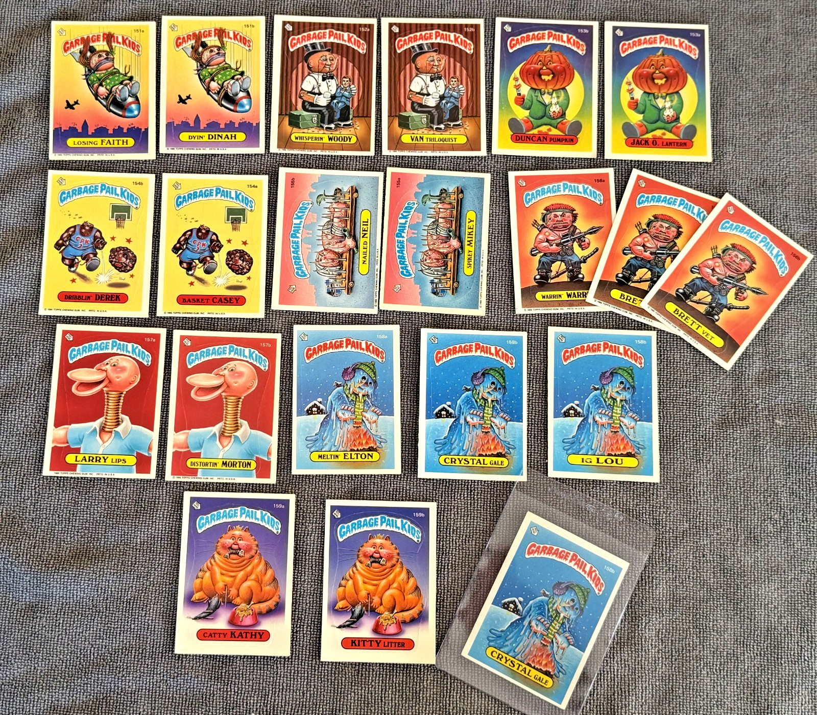 1986 Garbage Pail Kids OS6 21-Card Lot – Near Mint Vintage GPK A & B Cards