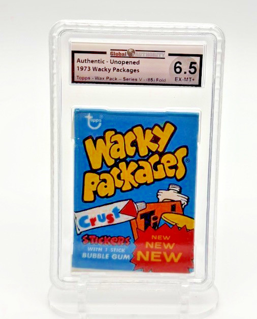 1973 Topps Wacky Packages 5th Series Blue 85-Fold Wax Pack GAI 6.5