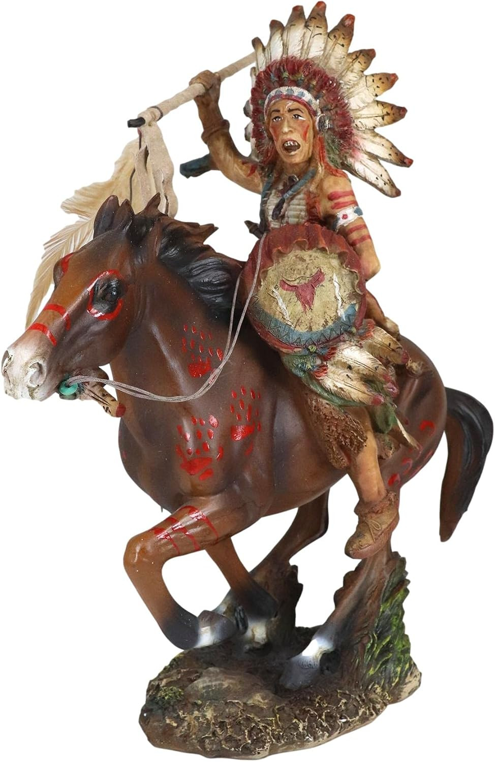Ebros Tribal Native American Indian Chief Warrior with War Bonnet Eagle Headdres
