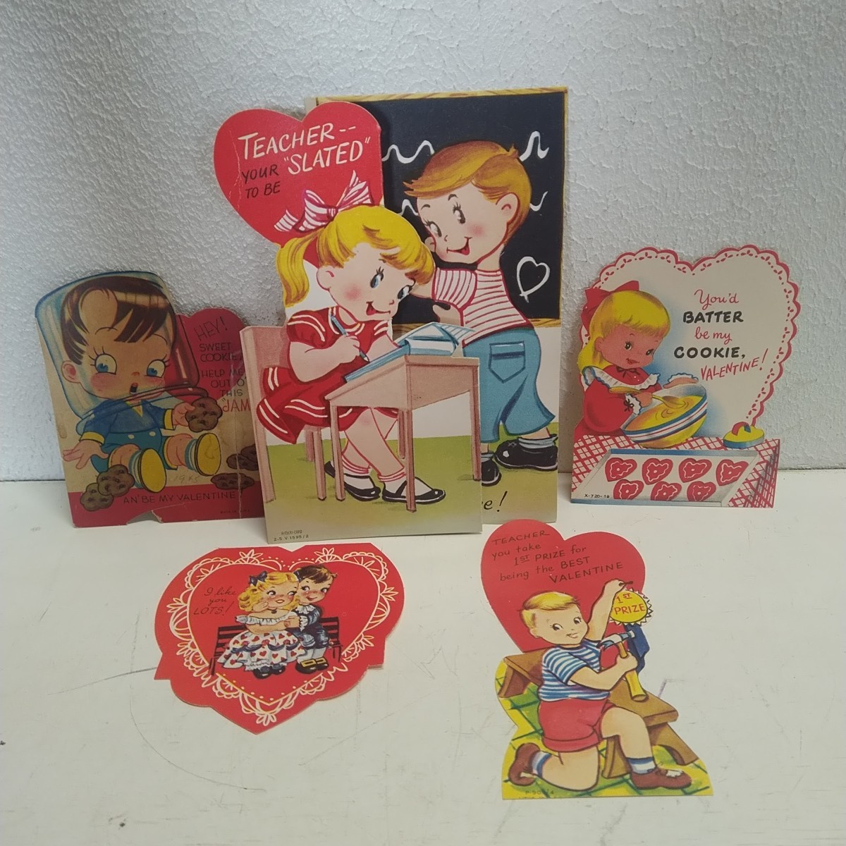 Vintage Kids Valentine\'s Day Card Lot School Childrens Teacher